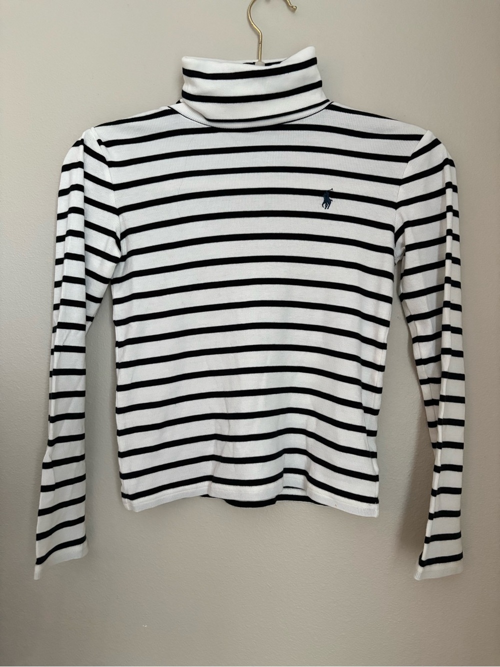 Polo by Ralph Lauren Black & White Striped Turtleneck Top